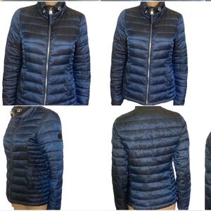 Abercrombie & fitch Women's Navy shiny Puffer Jacket small Y2K vtg quilted